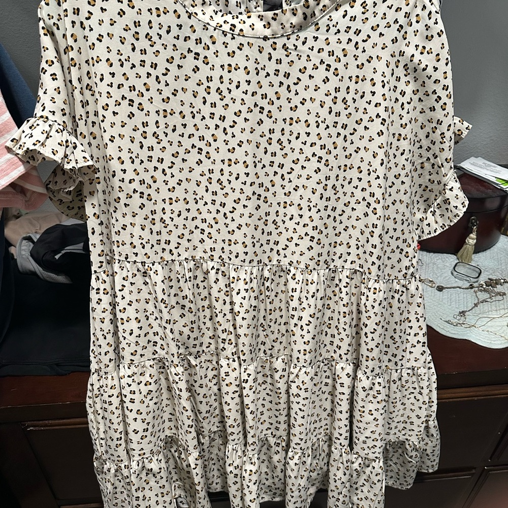 Leopard Print Ruffle Blouse 1X